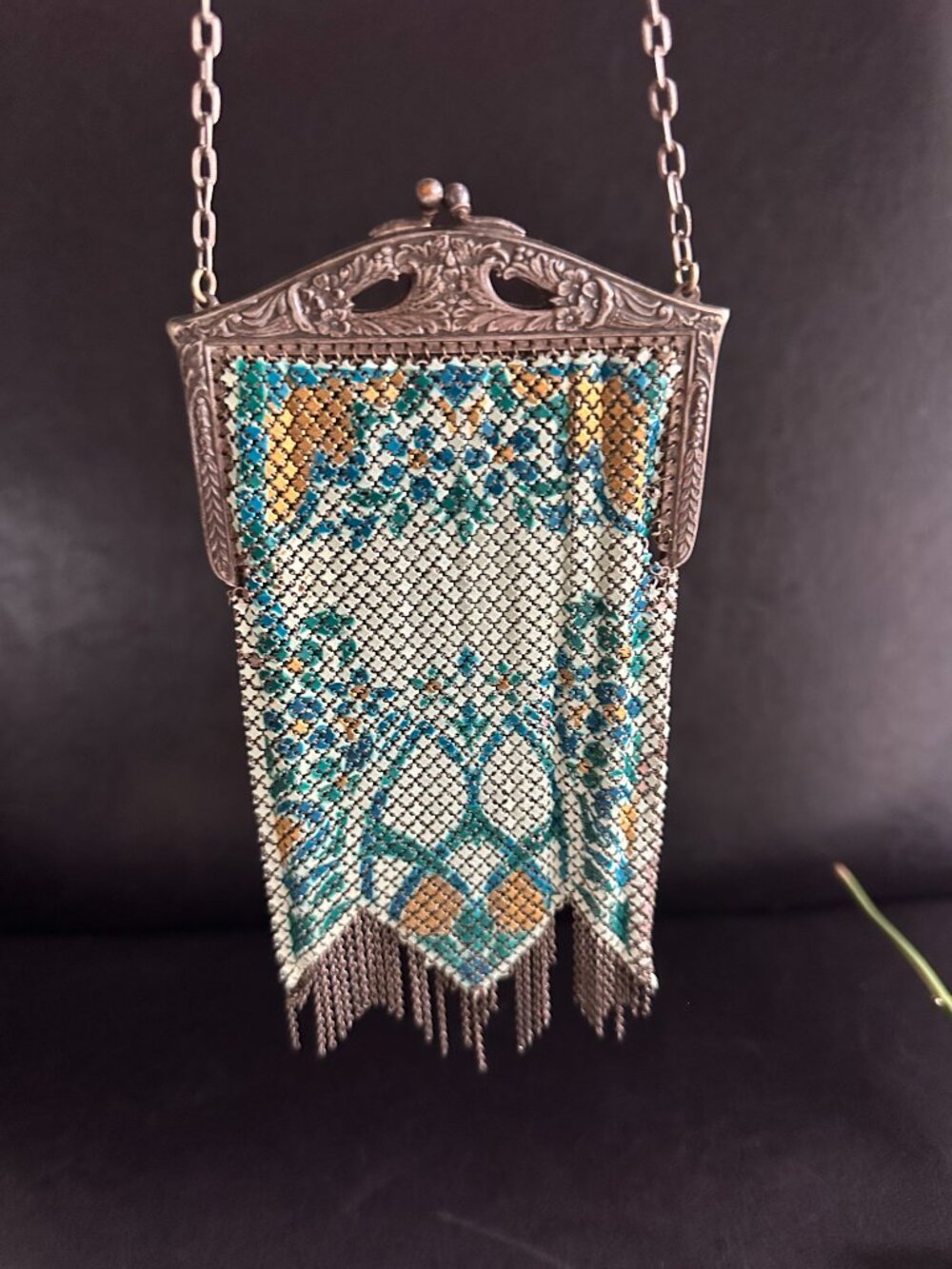 Antique 1920s Mandalian Mfg Co Art Deco Mesh Flapper Purse